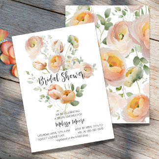 Pink Peach Blooms Bridal Dusche Einladung