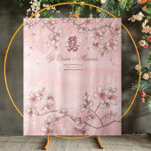 Pink Peach Blossom Chinesisches Hochzeitsszenario Wandteppich