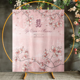 Pink Peach Blossom Chinesisches Hochzeitsszenario Wandteppich