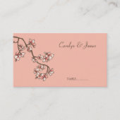 Pink Peach Blossom Frühlingsblumen Asiatische Hoch Platzkarte (Vorderseite)