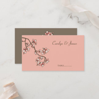 Pink Peach Blossom Frühlingsblumen Asiatische Hoch Platzkarte