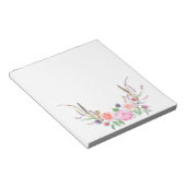 Pink Peach Blue Floral Berries Feathers Notizblock (angewinkelt)