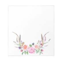 Pink Peach Blue Floral Berries Feathers