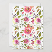 Pink Peach Blume Einladung Hochzeit (Rückseite)