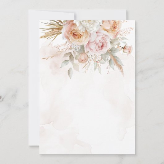 Pink Peach Blume Osterfeier Einladung (Rückseite)