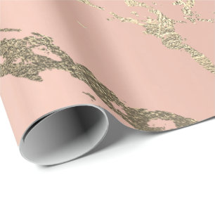 Pink Peach Blush Pastel Gold Marmor Abstrakt Geschenkpapier