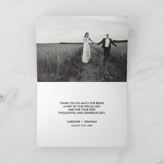 Pink | Peach Branches Wedding Danke Foto Card (Innenseite)