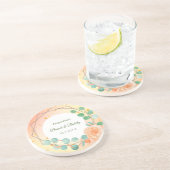 Pink Peach Bridal Brunch Floral Sandstone Unterset Getränkeuntersetzer (Seite)