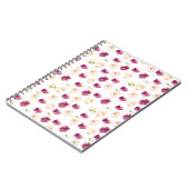 Pink Peach Burgundi Aquarell Floral Notizblock (Linke Seite)
