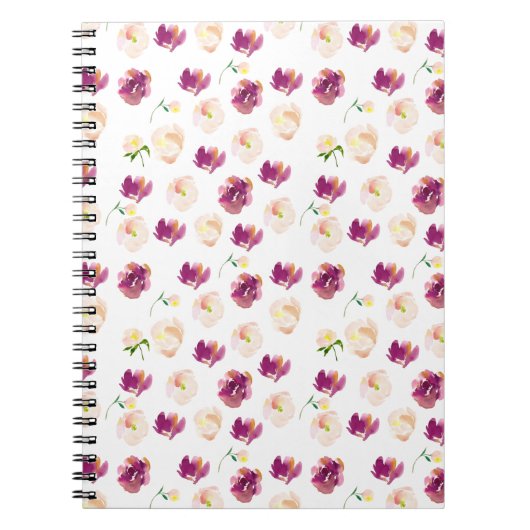 Pink Peach Burgundi Aquarell Floral Notizblock (Vorderseite)