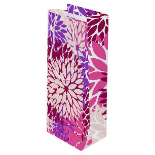 Pink Peach Burgundy Lila Dahlias Geschenktüte Für Weinflaschen