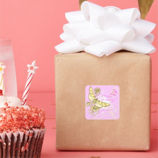 Pink Peach Butterfly Aufkleber (Party)