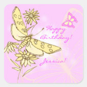 Pink Peach Butterfly Aufkleber (Vorderseite)