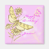 Pink Peach Butterfly Magnet (Vorne)