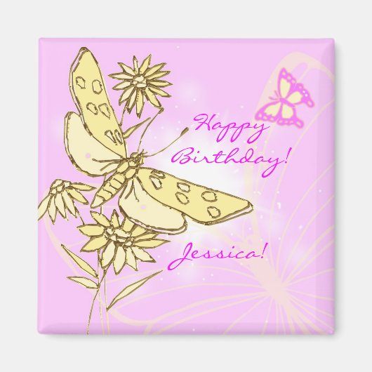 Pink Peach Butterfly Magnet (Vorne)