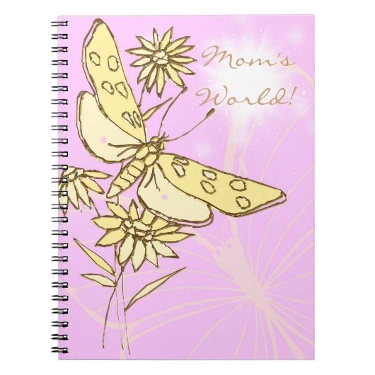 Pink Peach Butterfly Notebook Notizblock (Vorderseite)