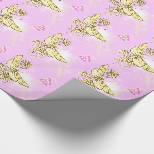 Pink Peach Butterfly Packpapier (Ecke)