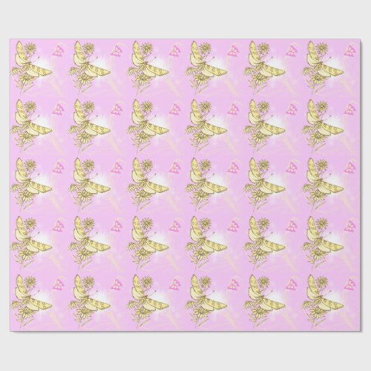 Pink Peach Butterfly Packpapier (Flach)