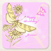 Pink Peach Butterfly Rechteckiger Pappuntersetzer (Vorderseite)