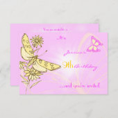 Pink Peach Butterfly RSVP Karte (Vorne/Hinten)