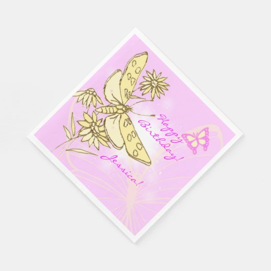 Pink Peach Butterfly Serviette (Ecke)