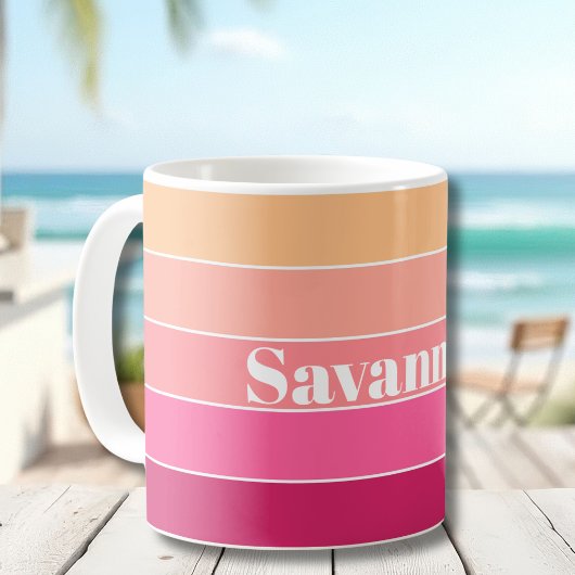 Pink Peach Custom Summer Color Block Streifen Kaffeetasse