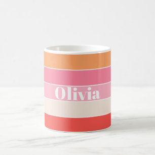Pink Peach Custom Summer Color Block Streifen Kaffeetasse