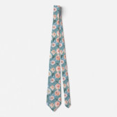 Pink Peach Dusty Light Blue Rose Floral Neck Tie Krawatte (Vorderseite)