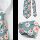 Pink Peach Dusty Light Blue Rose Floral Neck Tie Krawatte<br><div class="desc">Rosa Pfirsichfarben Blüten Schöne Blume Blumenstrauß Rose Neck Tie. Ideal für feierliche Anlässe und Hochzeiten!</div>