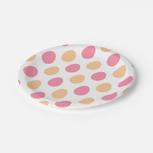 Pink Peach Easter Eggs Spring Paper Plates Pappteller (Schrägansicht)