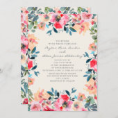 Pink Peach Elfenbeinfrühling Blumenzehen Einladung (Vorne/Hinten)