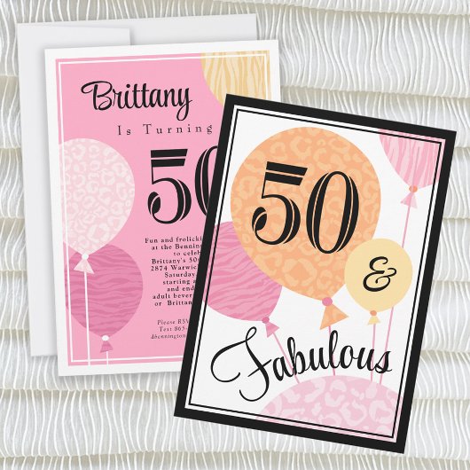 Pink Peach Fabulous 50 Geburtstag Einladung