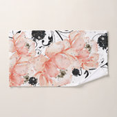 Pink Peach floral-Black Stencil-Glitzer Diamonds Badhandtuch Set (Handtuch)