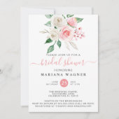 Pink Peach Floral Brautparty Einladung (Vorderseite)