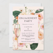 Pink Peach Floral Engagement Party Einladung (Vorderseite)