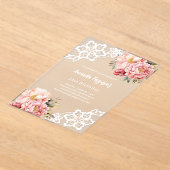 Pink peach floral Geburtstag Acryleinladungen (Ablage )