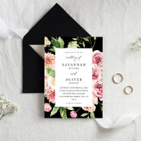 Pink & Peach Floral & Greenerity Wedding - Schwarz