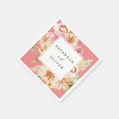 Pink & Peach Floral & Greenername - Rosa Serviette (Ecke)