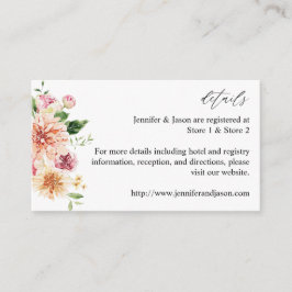 Pink & Peach Floral & Greenery Eintrittskarte Begleitkarte