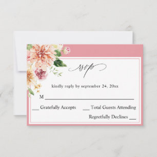 Pink & Peach Floral & Greenery no Meal UAWG V2 P RSVP Karte