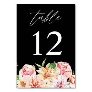 Pink & Peach Floral & Greenery Tischnummer - Schwa