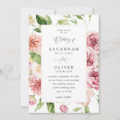 Pink & Peach Floral & Greenery Wedding V2 mit Rahm Einladung (Vorderseite)