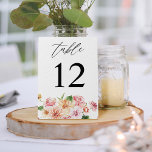 Pink & Peach Floral & Grüne Tischnummer<br><div class="desc">Dress up your wedding or Party tables with your Pink & Peach floral & Greenery Tischnummer Card.</div>