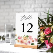 Pink & Peach Floral & Grüne Tischnummer