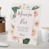 Pink Peach Floral Mimosa Bar Bridal Shower Sockelschild (In Situ)