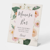 Pink Peach Floral Mimosa Bar Bridal Shower Sockelschild (Vorderseite)