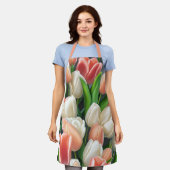 Pink Peach Floral Tulips Schürze (Getragen)