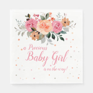 Pink Peach Floral Watercolor Girl Dusche Serviette