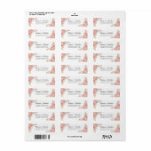 Pink Peach Floral Watercolor Gold Rücksendeadresse (Vorne)