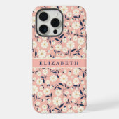 Pink Peach Floral Weiße Blume individuell einstell iPhone Hülle (Rückseite)